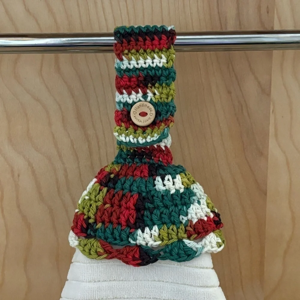 Kitchen Tea‎ Hand Towel Topper Holder Christmas Holiday Cotton Crochet by Seller